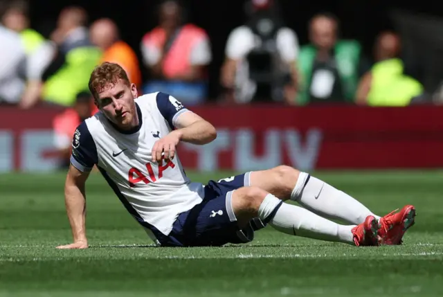Tottenham Hotspur's Dejan Kulusevski reacts