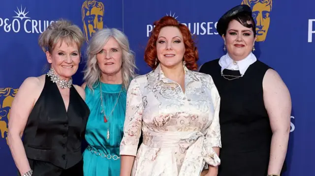 (L-R) Lorraine Ashbourne, Siobhan Finneran, Sophie Willan and Jayde Adams on the red carpet in smart outfits