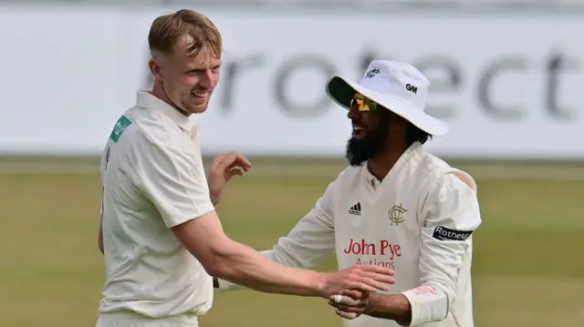 Lyndon James took five wickets for Notts