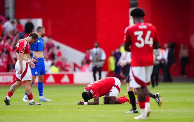 Nottingham Forest's Morgan Gibbs-White (left) and Ryan Yates appear dejected