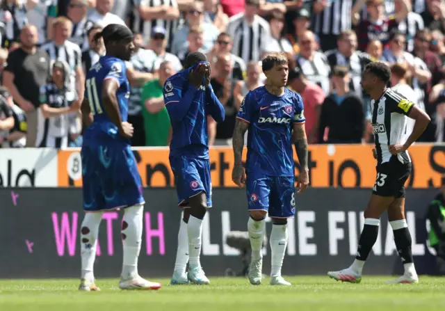 Chelsea's Nicolas Jackson reacts after being shown a red card after a VAR review