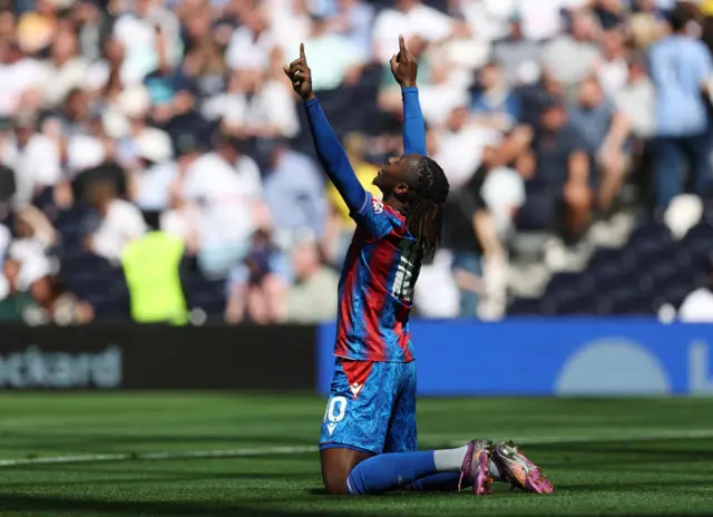 Crystal Palace's Eberechi Eze celebrates scoring