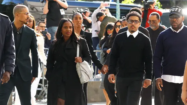 Quincy Brown (left) and Justin Combs (centre) attend court