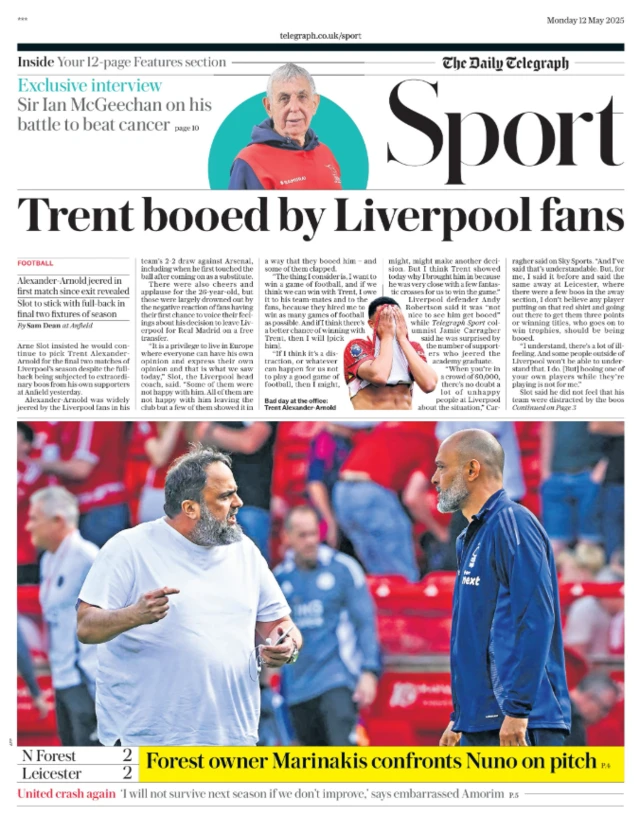Back page of the Telegraph
