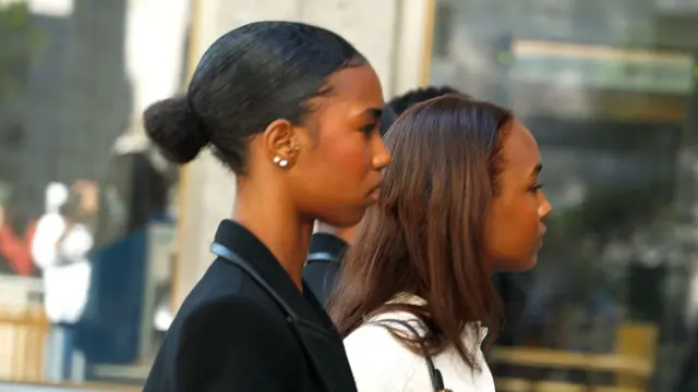 Chance Combs and D'Lila Combs, Combs's children, arrive for their father's trial
