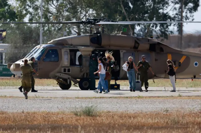 Members of the Alexander family have arrived at the Re'im base in Israel, near Gaza, where Edan Alexander is due to be taken