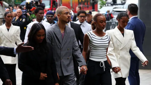 Family members of Sean Combs arrive at court for Sean "Diddy" Combs sex trafficking and racketeering conspiracy trial at U.S. court in Manhattan