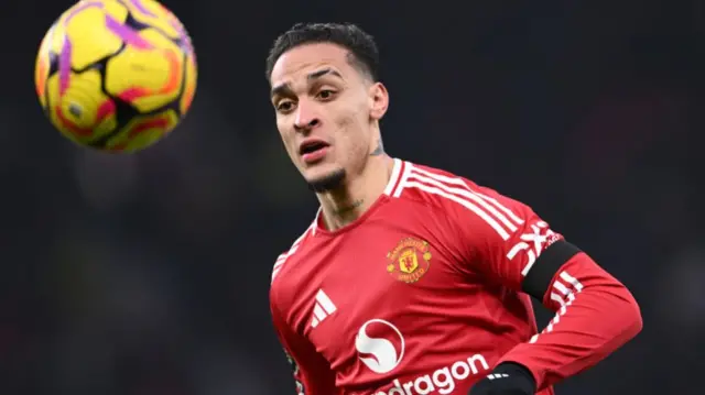 Manchester United player Antony in action