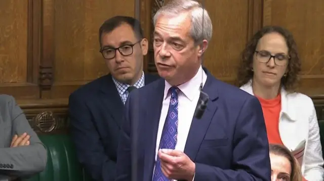 Farage speaks from the benches in the Commons