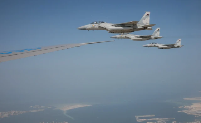 Qatari fighter jets accompany Air Force One carrying U.S. President Donald Trump