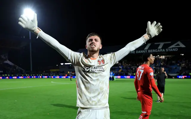 Josh Keeley of Leyton Orient reacts after the team's victory following a penalty shoot out