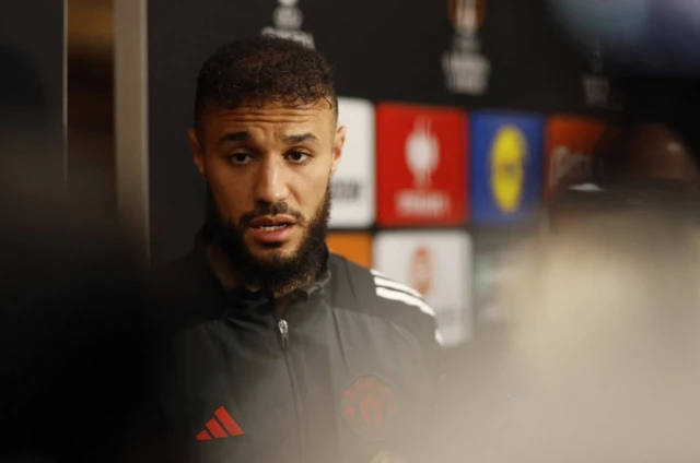 Manchester United's Noussair Mazraoui during the media day