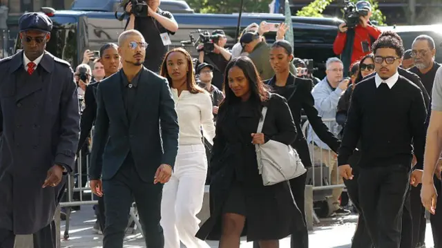 Quincy Brown, Chance Combs, D'Lila Star Combs, Justin Combs, Diddy Combs children arrive