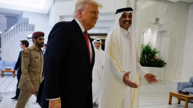 US President Donald Trump and Qatar's Emir Tamim bin Hamad Al Thani