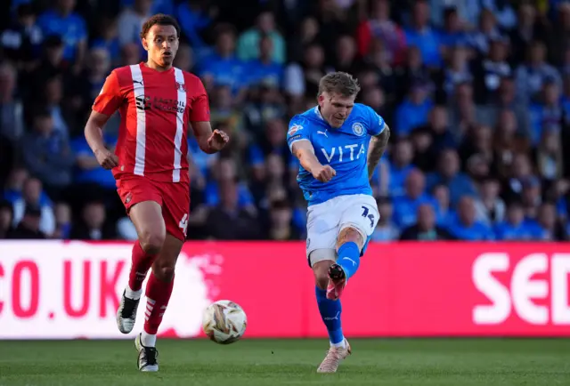 Stockport County's Will Collar shoots at goal
