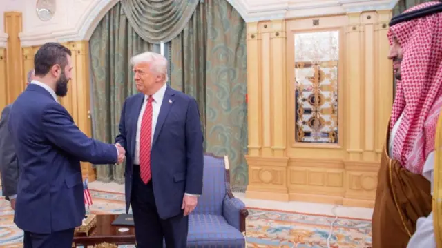 U.S. President Donald Trump meets with Syrian President Ahmed al-Sharaa in Riyadh