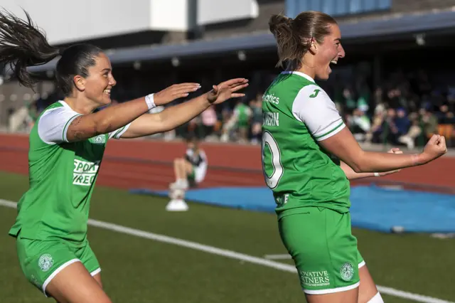 Hibs' Kathleen McGovern celebrates scoring