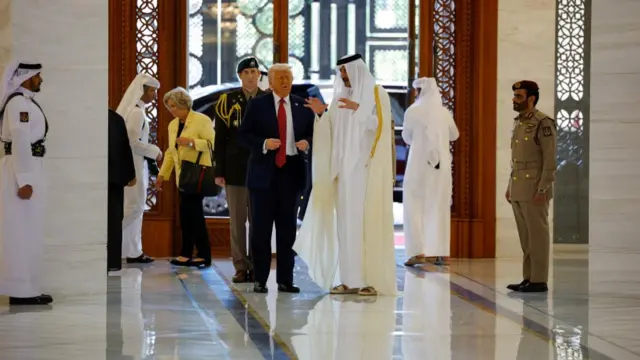 US President Donald Trump meets Qatar's Emir Tamim bin Hamad Al Thani, in Doha, Qatar