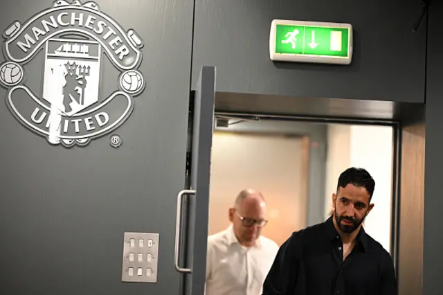 Manchester United's Portuguese head coach Ruben Amorim arrives