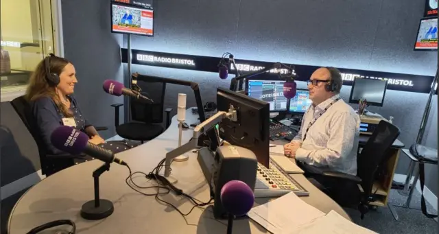 John Darvall and Dr Susie Davies in the BBC Radio Bristol studio