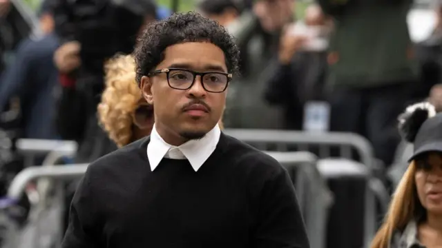 Justin Dior Combs, one of Diddy's sons, arrives in court