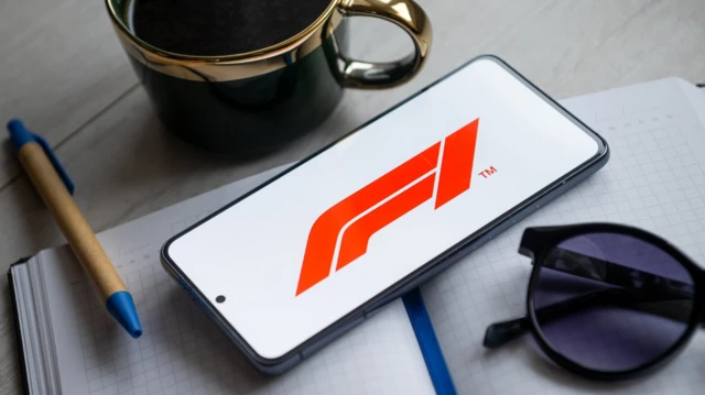 An image of a mobile phone with the F1 logo on it