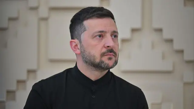 Zelensky wearing a black shirt
