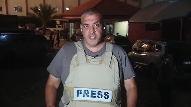 Rushdi reporting from Gaza in a press flak jacket