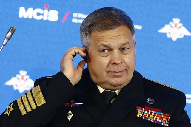 Director of Russian Military Intelligence Igor Kostyukov attends a conference in Moscow