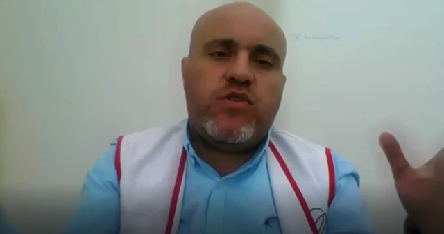 Dr Salha speaks to the camera