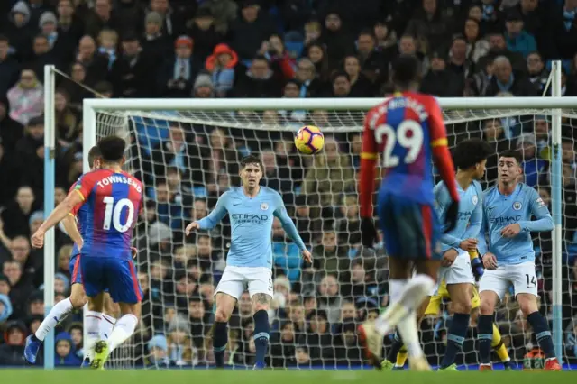 Andros Townsend scores against Manchester City