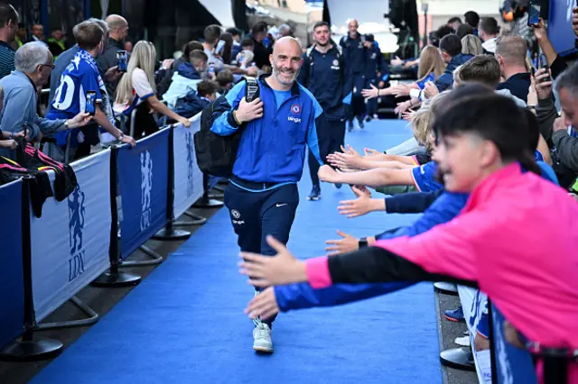 Enzo Maresca, Manager of Chelsea, arrives