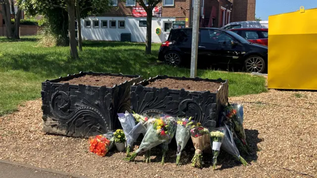 Flowers left outside fire station