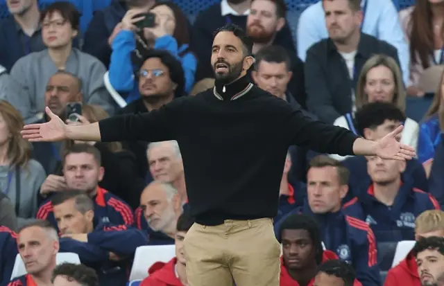 Ruben Amorim Manager of Manchester United looks frustrated
