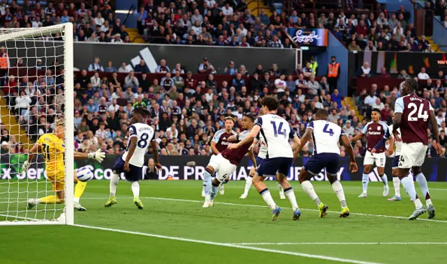 Ezri Konsa of Aston Villa scores