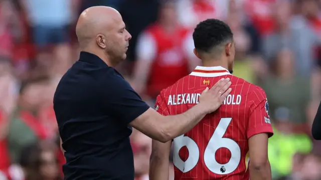 Liverpool manager Arne Slot and Trent Alexander-Arnold