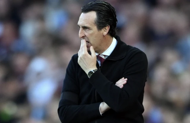 Aston Villa manager Unai Emery reacts
