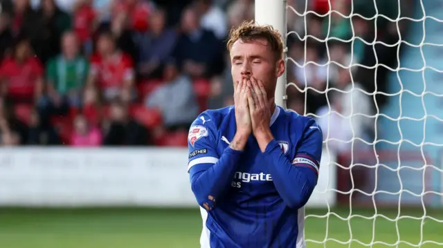 Tom Naylor reacts for Chesterfield