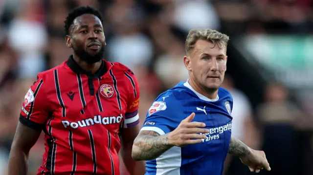 Walsall's Jamille Matt (left) and Chesterfield's Kyle McFadzean