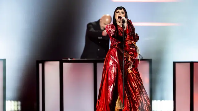 Albania's Shkodra Elektronike perform the song 'Zjerm' during the dress rehearsal for the Grand Final of the 69th Eurovision Song Contest (ESC) in Basel, Switzerland, 16 May 2025.