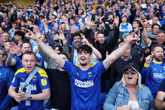 AFC Wimbledon fans celebrate
