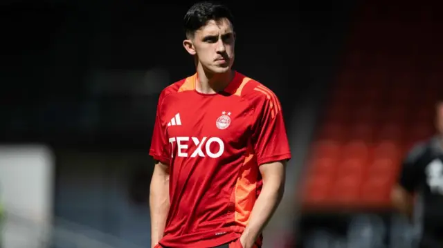 Aberdeen's Jamie McGrath ahead of a William Hill Premiership match between Dundee United and Aberdeen at the CalForth Construction Arena at Tannadice Park,