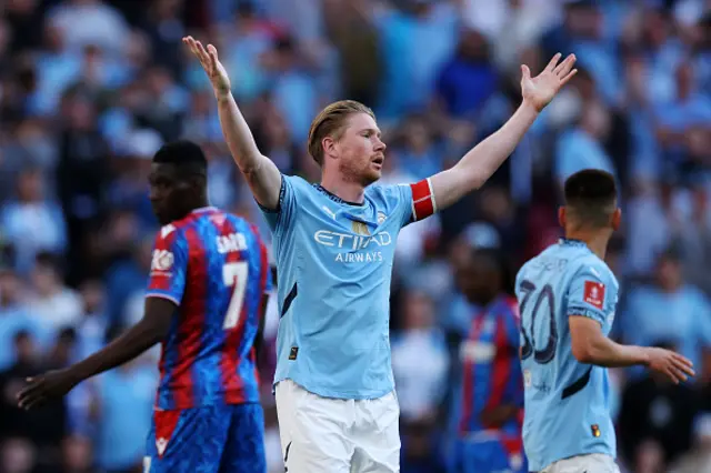 Kevin De Bruyne of Manchester City reacts