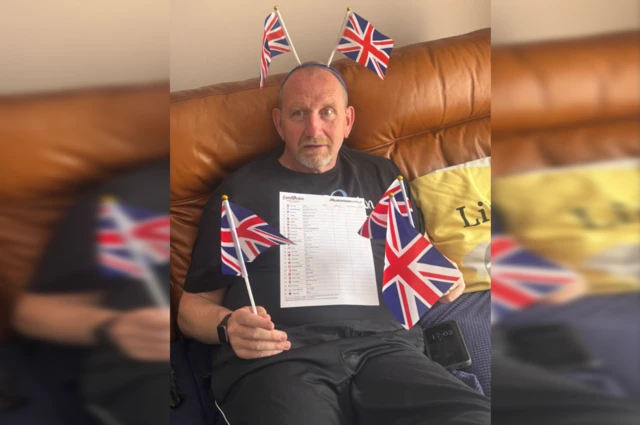Garry waves Union flags