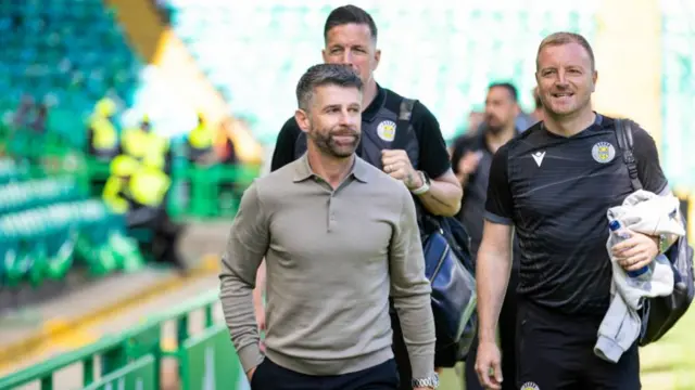 St Mirren manager Stephen Robinson arrives at Celtic Park