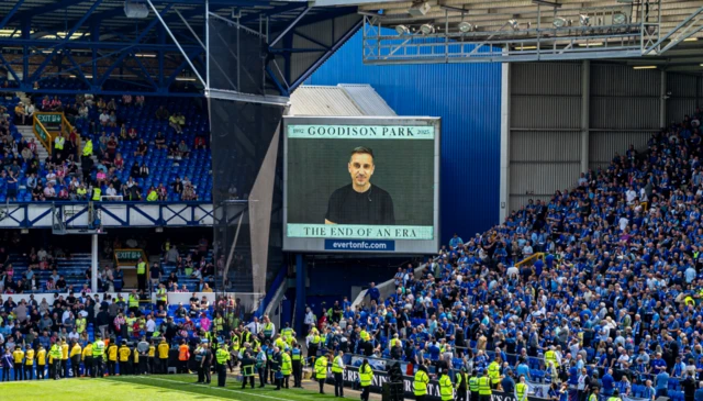 Goodison Park big screen shows Gary Neville