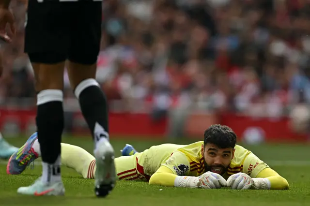 Arsenal's Spanish goalkeeper #22 David Raya reacts