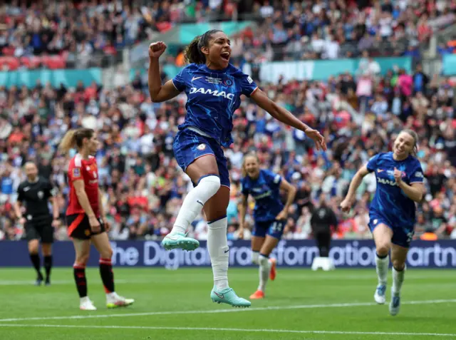 Macario celebrates after scoring