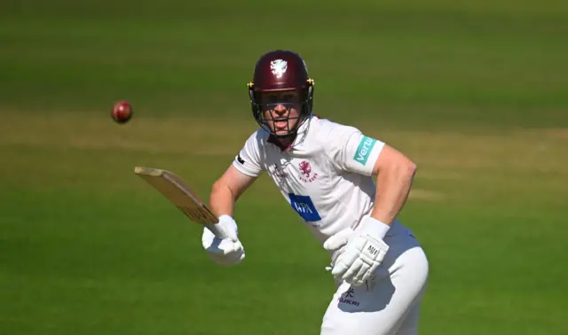 Somerset's Lewis Gregory batting against Sussex