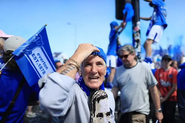 Everton fans gather before the Premier League